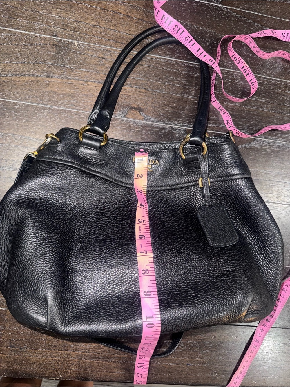 Prada Vitello Daino Leather Black Vitello with Gold Hardware - Picture 10 of 12